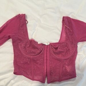 Glassons Pink Lace Crop Top